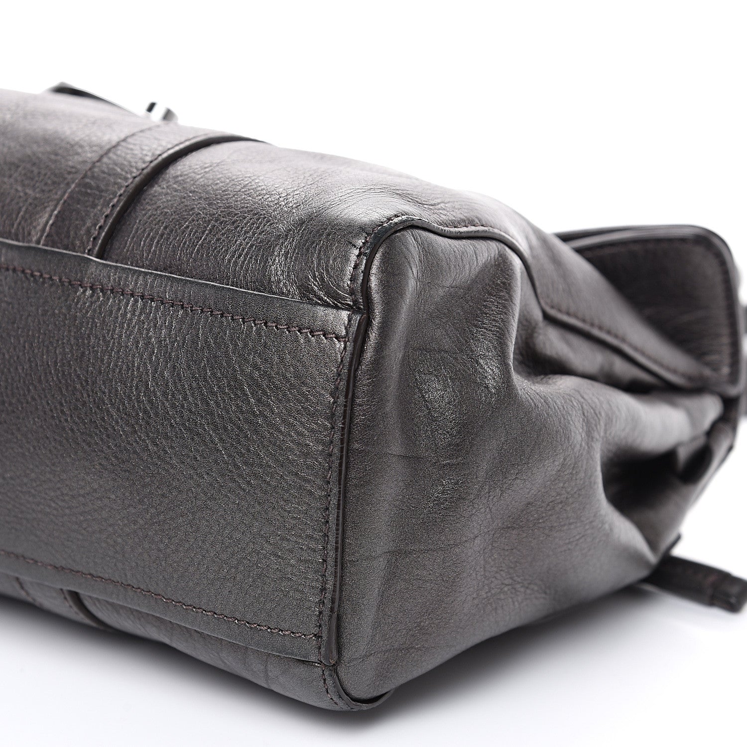 Prada Metallic Buffalo Easy A Foldover Pushlock Satchel Dark Grey 8 of 10