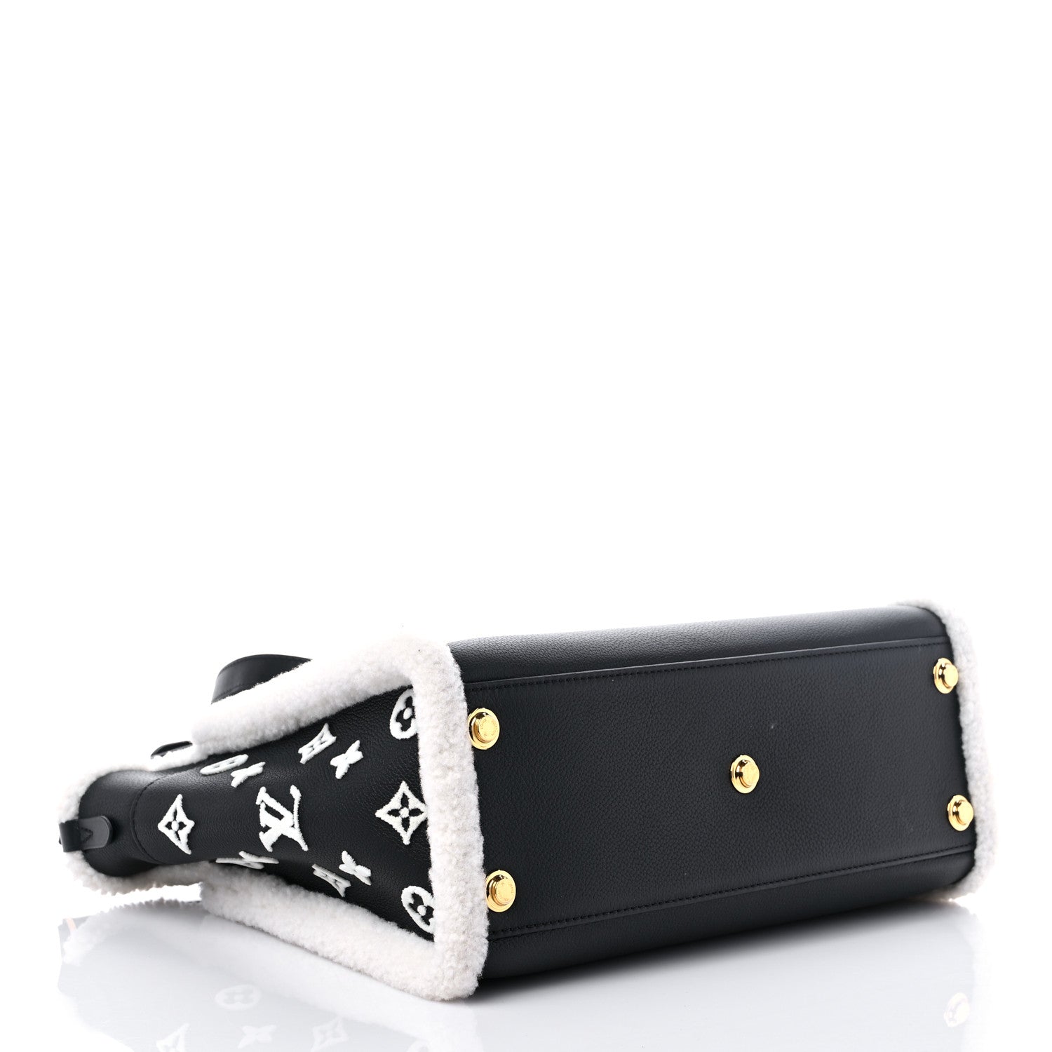 Louis Vuitton Grained Calfskin Shearling On My Side MM Black 4 of 10