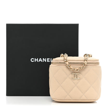 Chanel Caviar Quilted Tiny CC Mini Vanity Case With Chain Beige 9 of 9