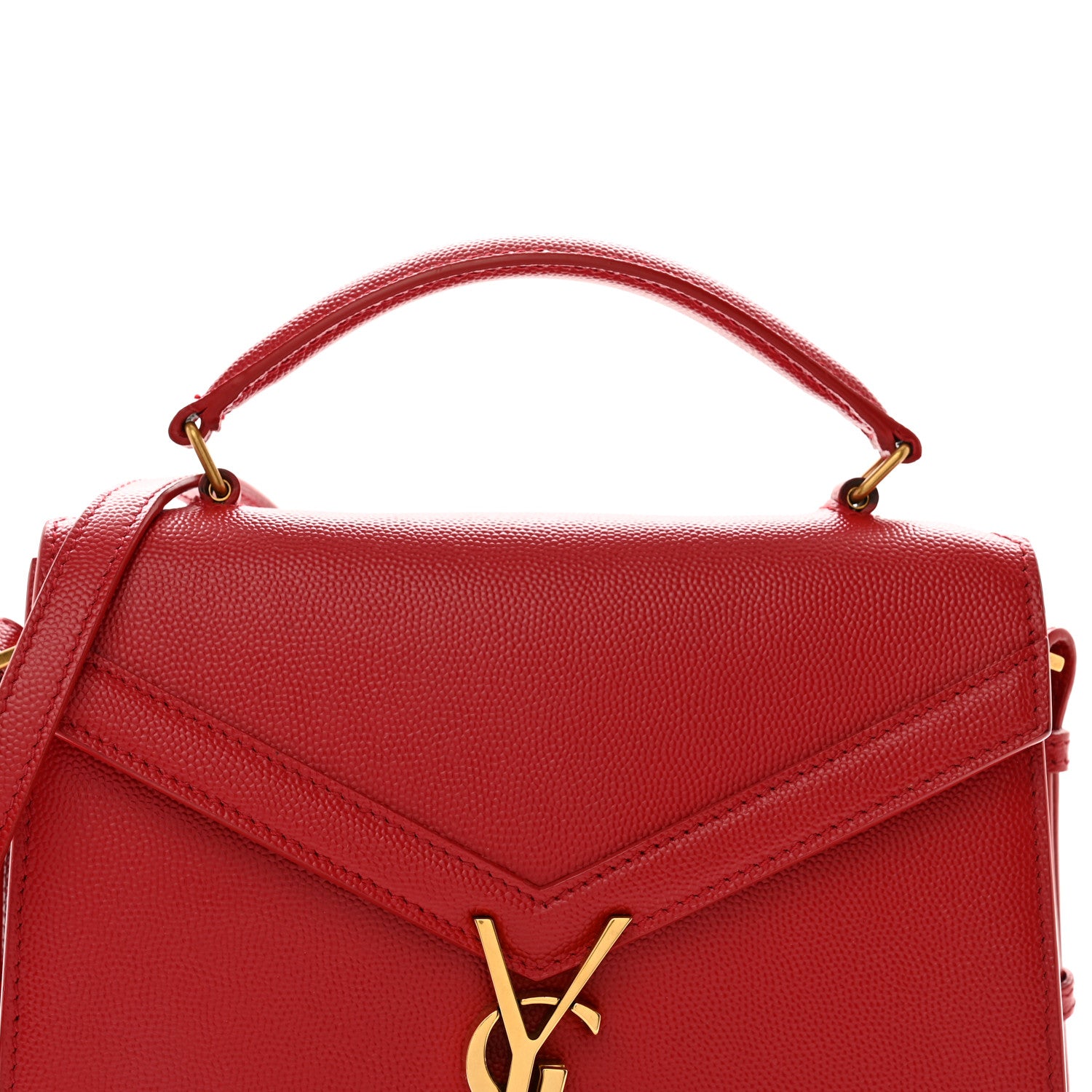 Saint Laurent Grain de Poudre Mini Classic Monogram Cassandra Top Handle Red 5 of 11