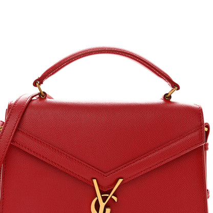 Saint Laurent Grain de Poudre Mini Classic Monogram Cassandra Top Handle Red 5 of 11