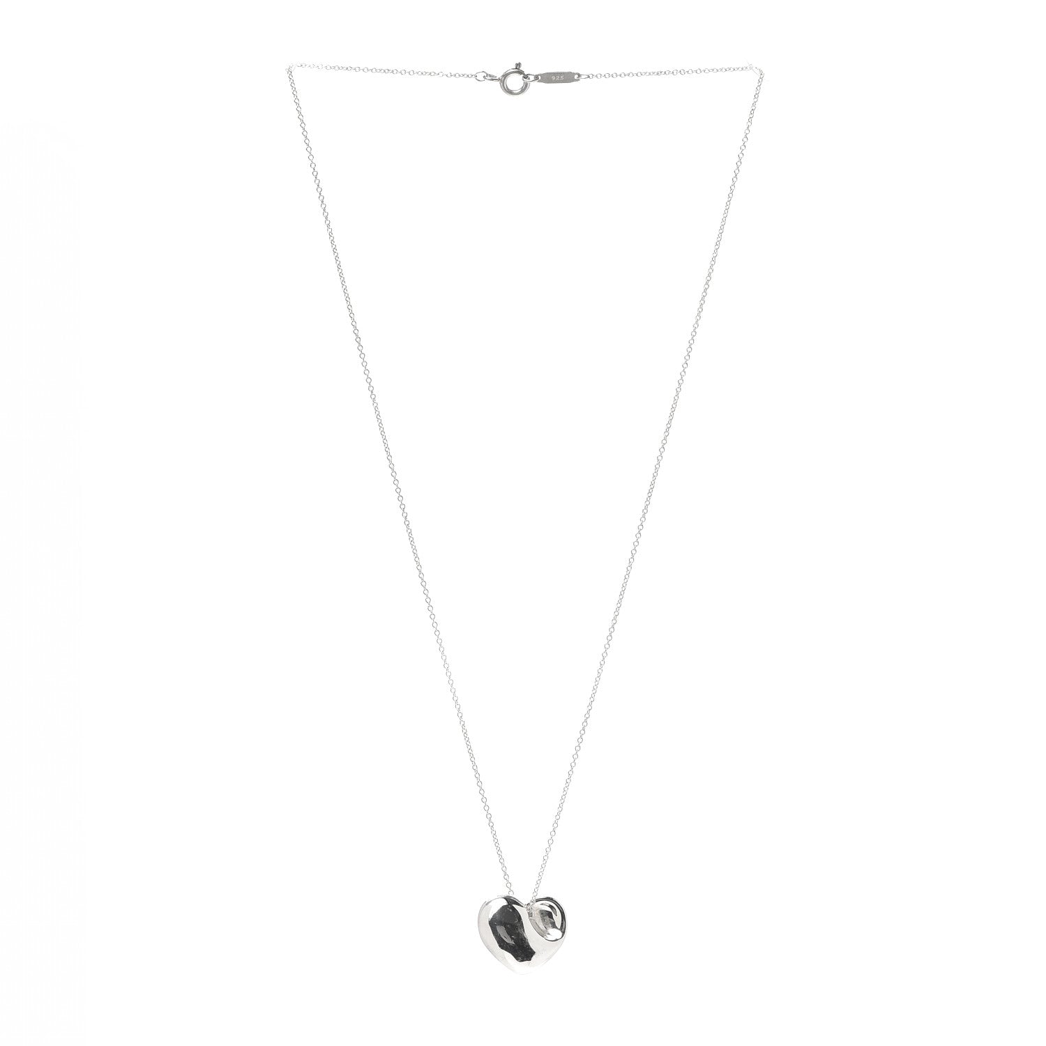 Tiffany Sterling Silver Folded Heart Pendant Necklace 3 of 5