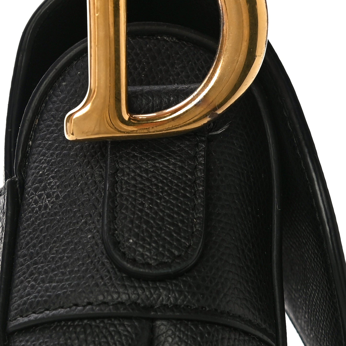 Grained Calfskin Saddle Bag Black
