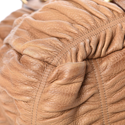 Prada Cervo Deerskin Gaufre Dome Satchel Naturale 10 of 30