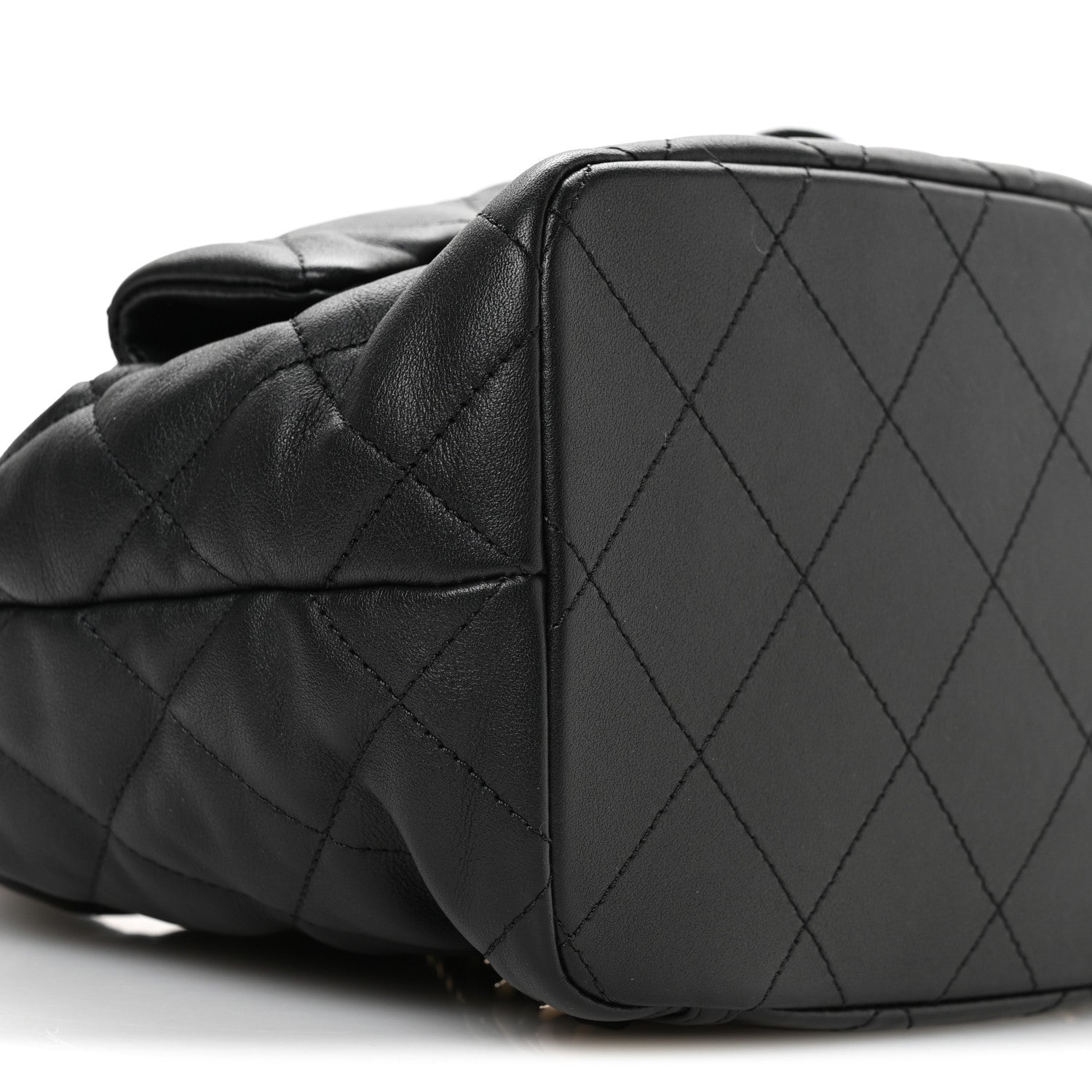 Chanel Lambskin Quilted Double Pocket Drawstring Backpack Black 9 of 10