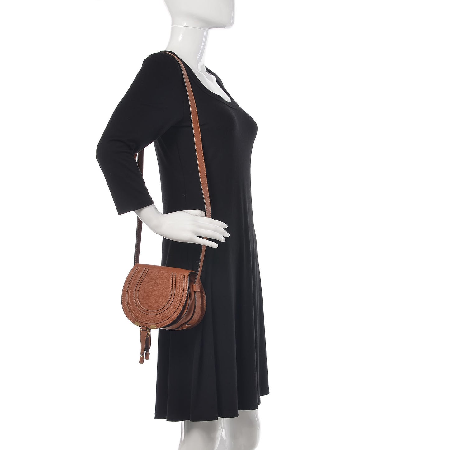 Calfskin Mini Marcie Round Crossbody Bag Tan