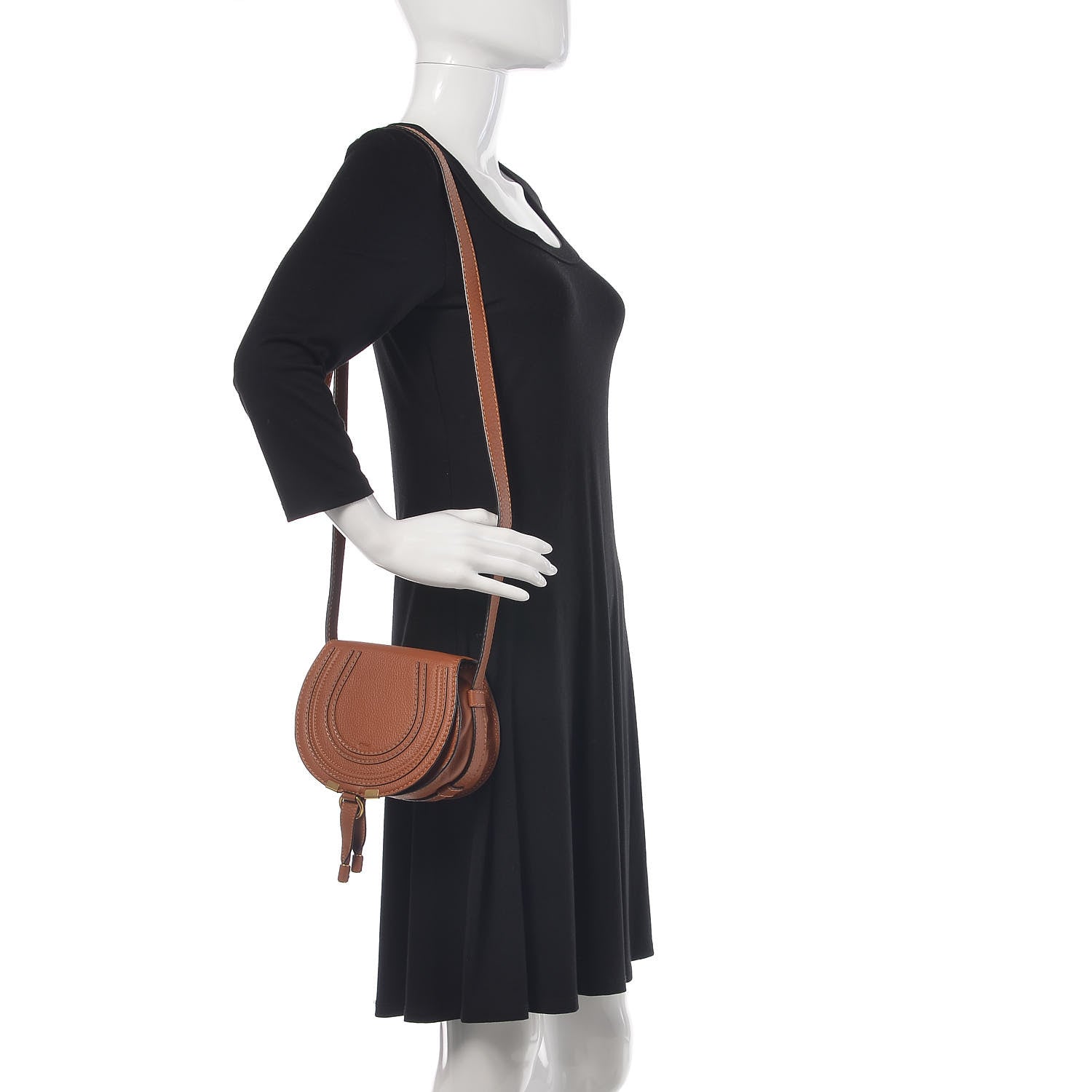 Chloe Calfskin Mini Marcie Round Crossbody Bag Tan 2 of 9