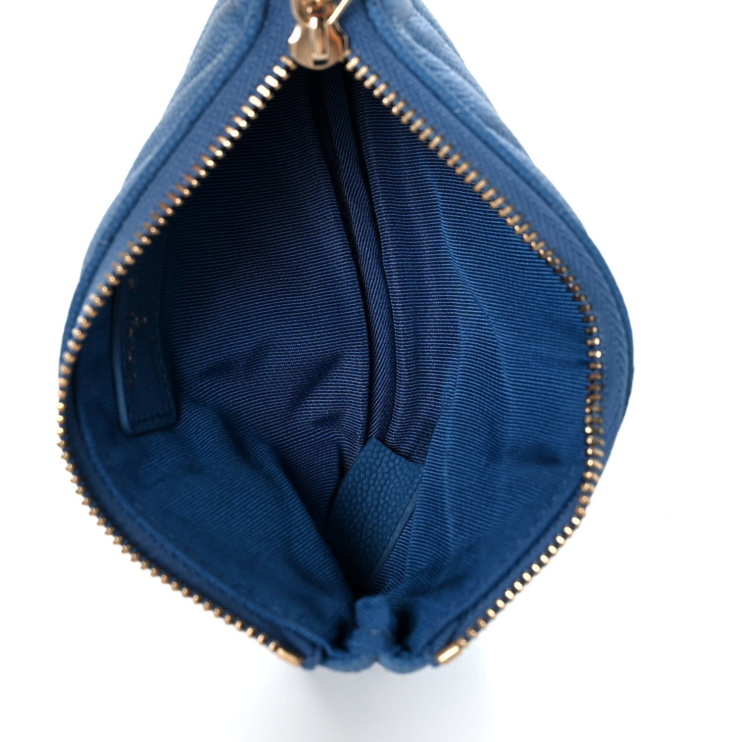 Chanel Caviar Chevron Quilted Small Cosmetic Case Blue 5 of 10