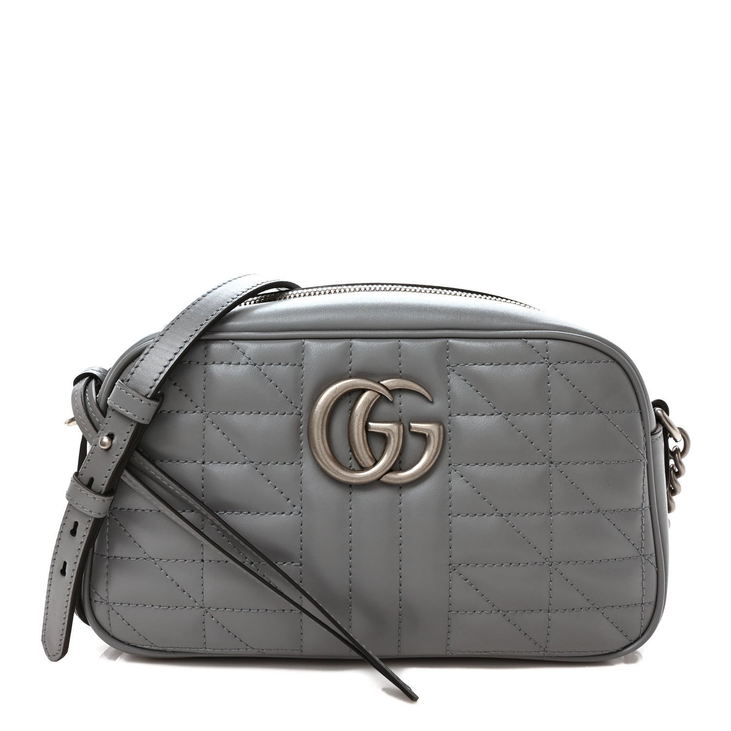 Calfskin Matelasse Aria Small GG Marmont Chain Shoulder Bag Deep Grey