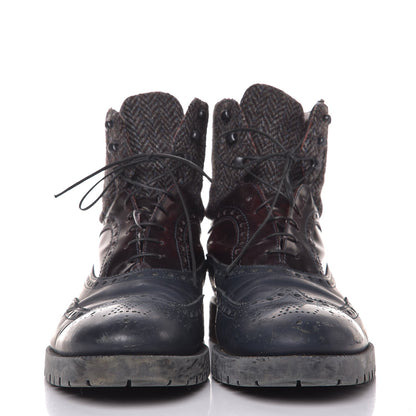 Louis Vuitton Mens Calfskin Tweed Oxford Lace Up Boots 9.5 Grey Brown 2 of 15