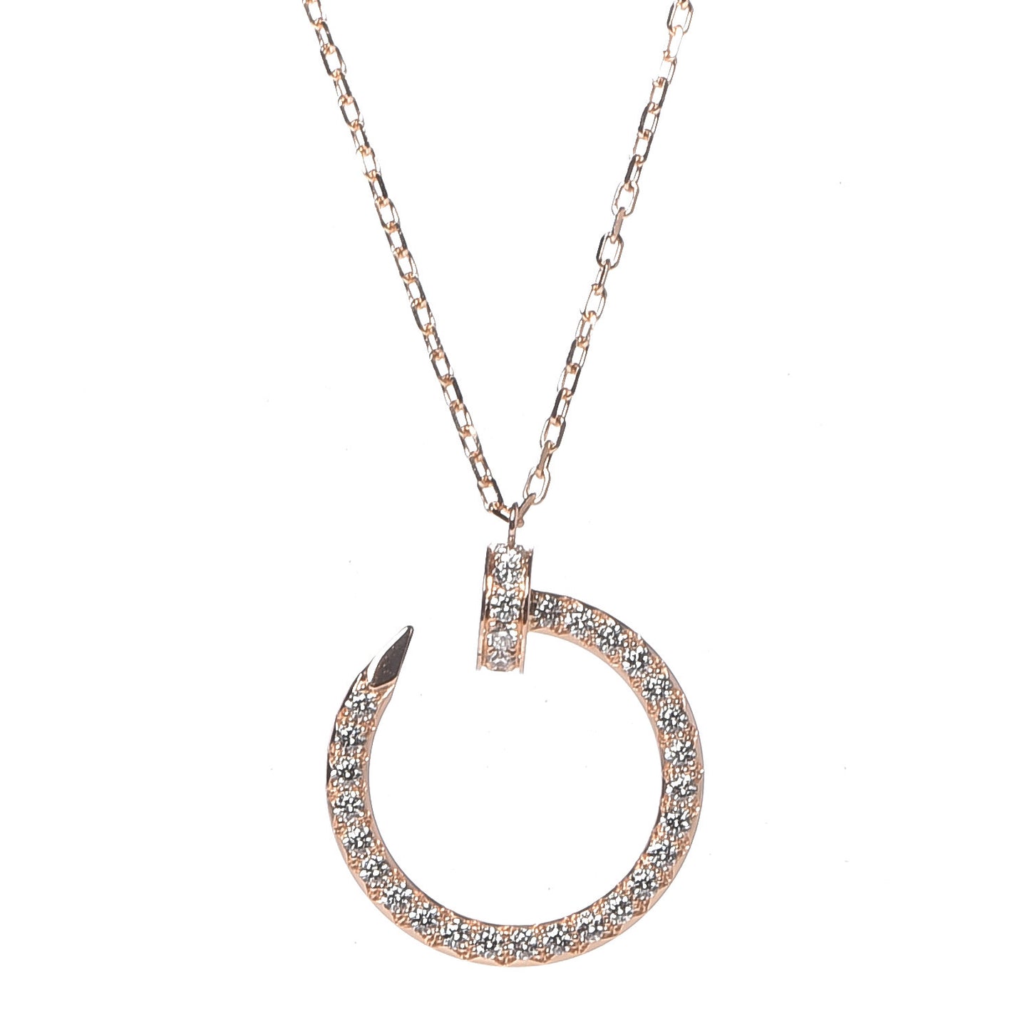 18K Pink Gold Diamond Juste Un Clou Paved Pendant Necklace