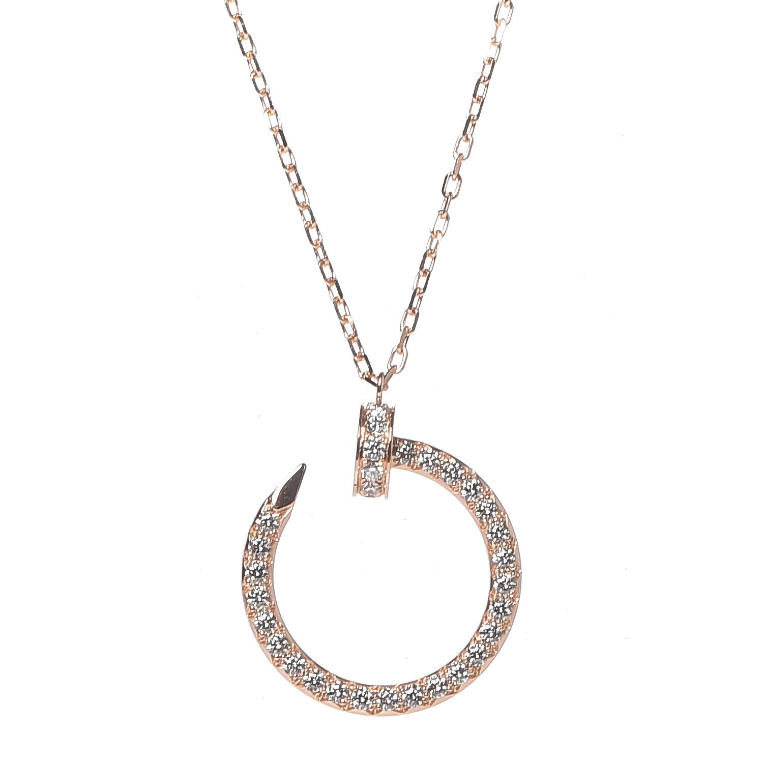 Cartier 18K Pink Gold Diamond Juste Un Clou Paved Pendant Necklace 4 of 7