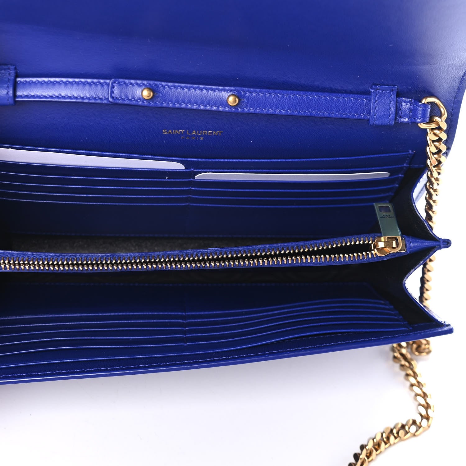 Saint Laurent Patent Calfskin Monogram Kate Wallet On Chain Royal Blue 4 of 4