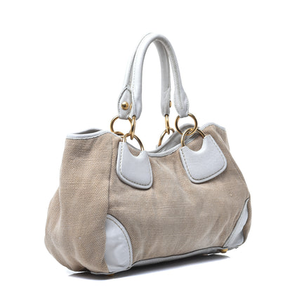 Miu Miu Canvas Calfskin Shoulder Bag Naturale 3 of 10