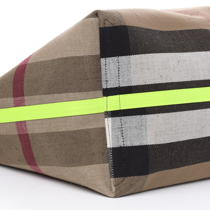 Burberry Canvas Mega Check Extra Large The Giant Reversible Tote Black Neon Yellow 10 of 18