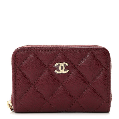 Chanel Caviar Quilted Zip Around Coin Purse Dark Burgundy 1 of 8