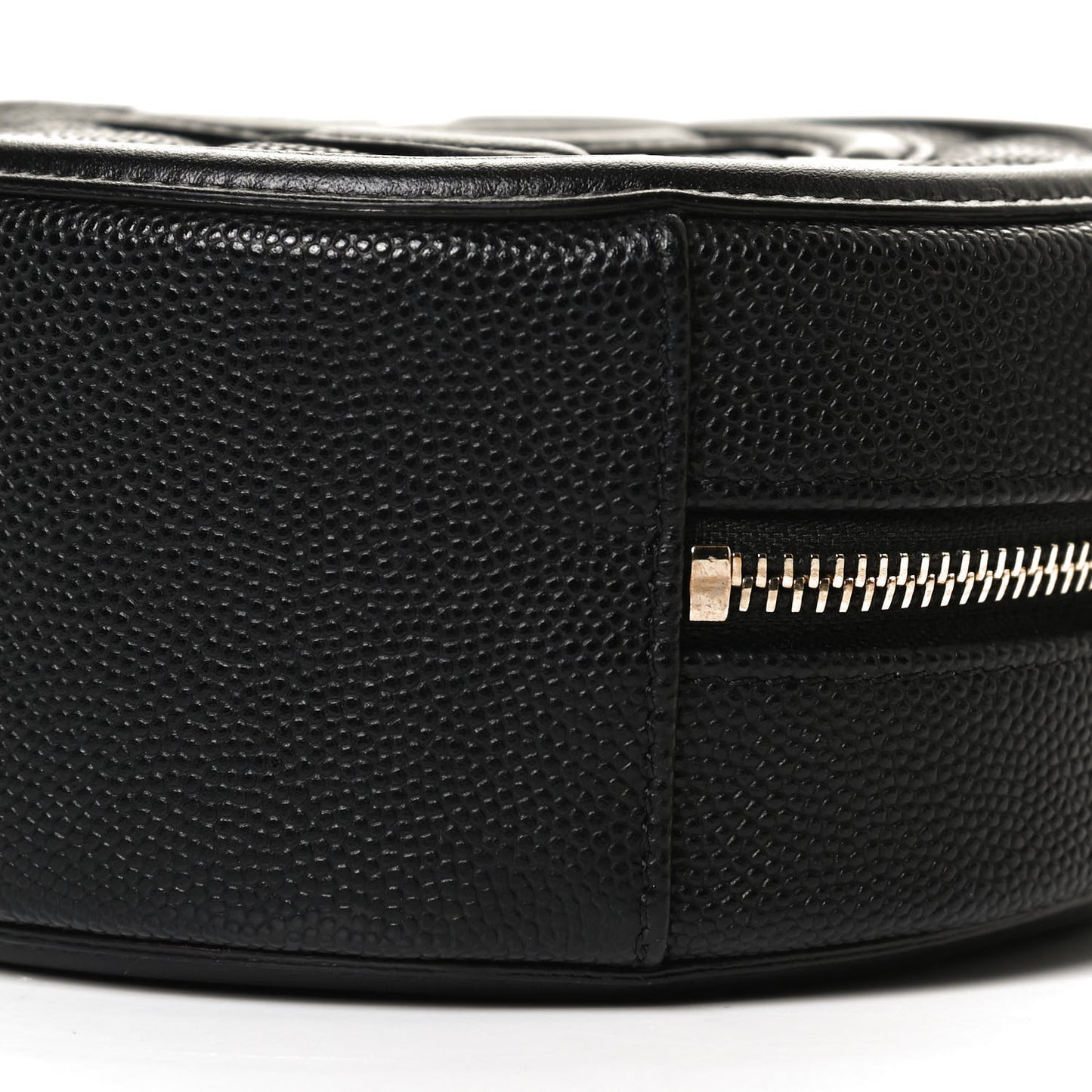 Caviar Quilted Round Filigree Crossbody Black