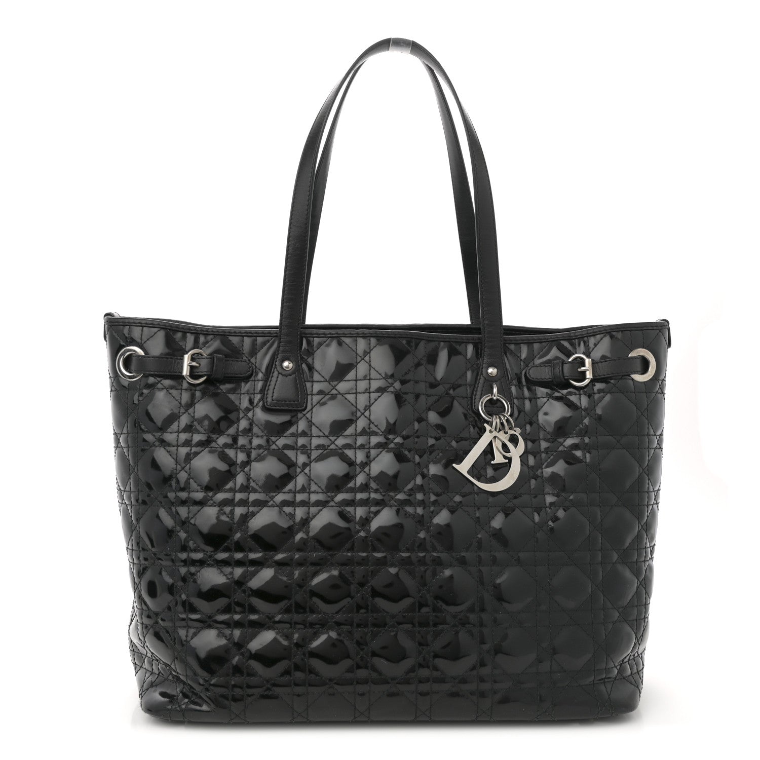 Christian Dior Patent Cannage Medium Panarea Tote Black 1 of 23