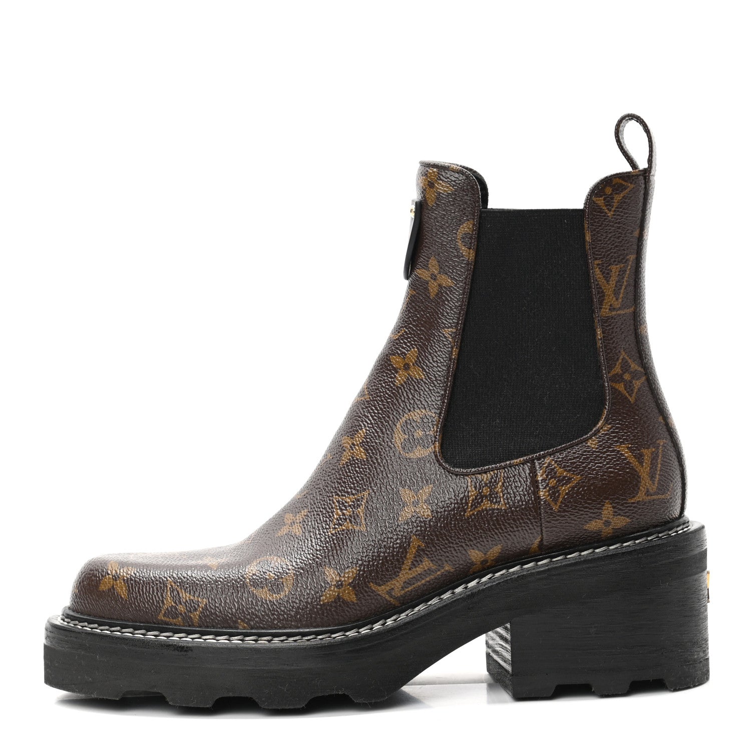 Louis Vuitton Patent Monogram LV Beaubourg Ankle Boots 38 Black 1 of 8