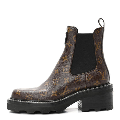 Louis Vuitton Patent Monogram LV Beaubourg Ankle Boots 38 Black 1 of 8
