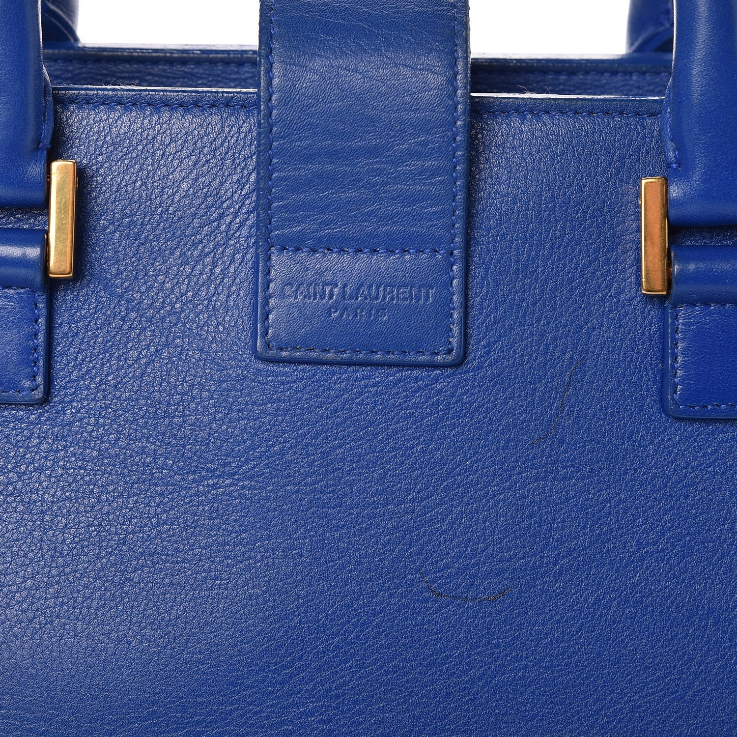 Saint Laurent Calfskin Small Monogram Cabas Blue Majorelle 13 of 16