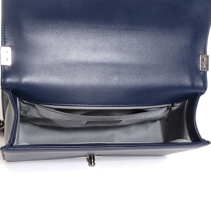 Chanel Lambskin Chevron Quilted New Medium Boy Flap Dark Navy Blue 6 of 9