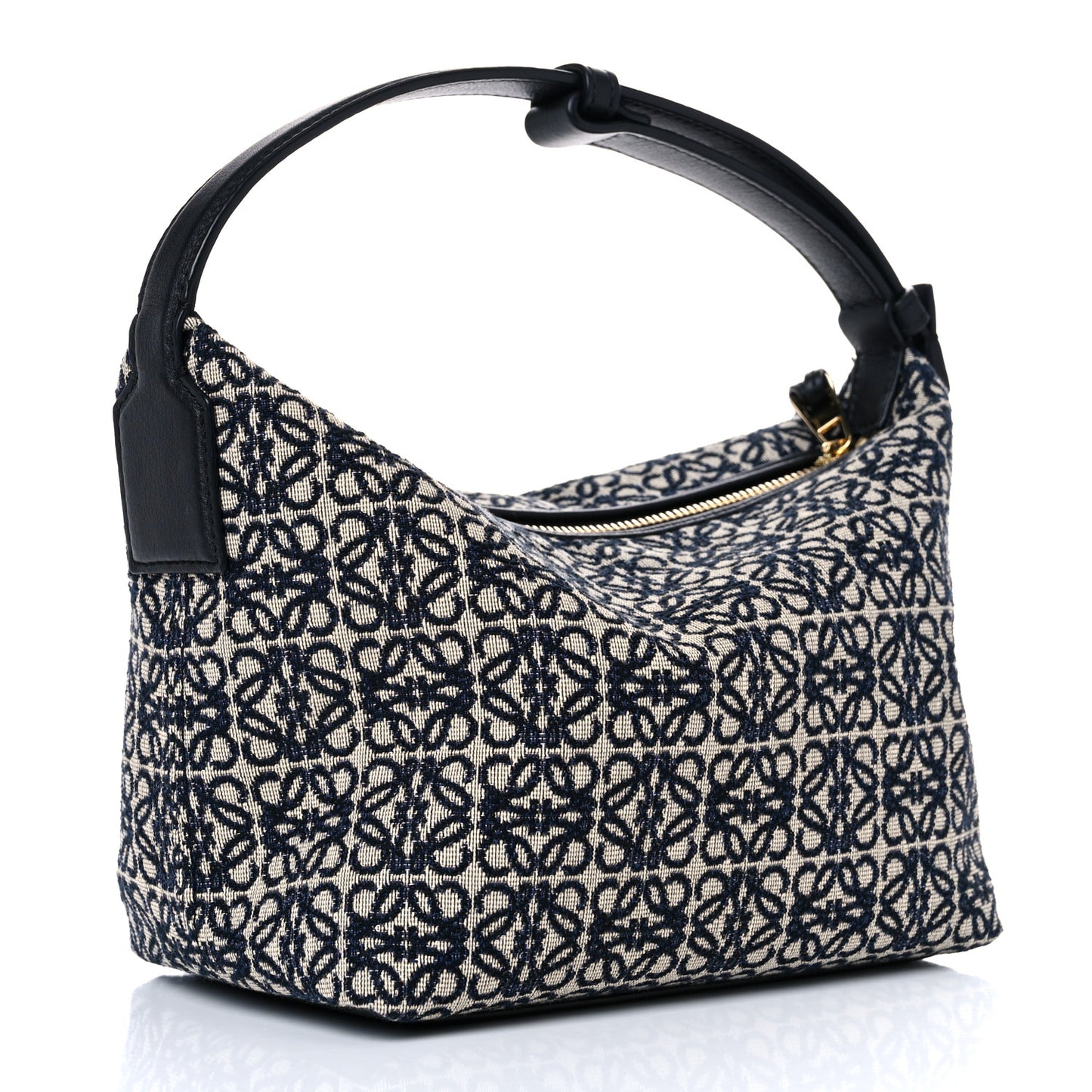 Jacquard Anagram Calfskin Small Cubi Bag Navy Black