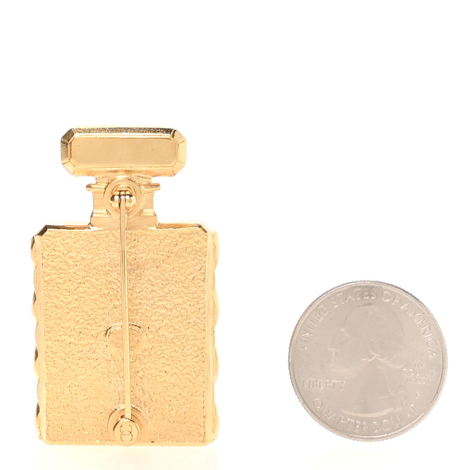 Chanel Enamel Pearl Quilted Perfume Bottle CC Brooch Gold 3 of 8
