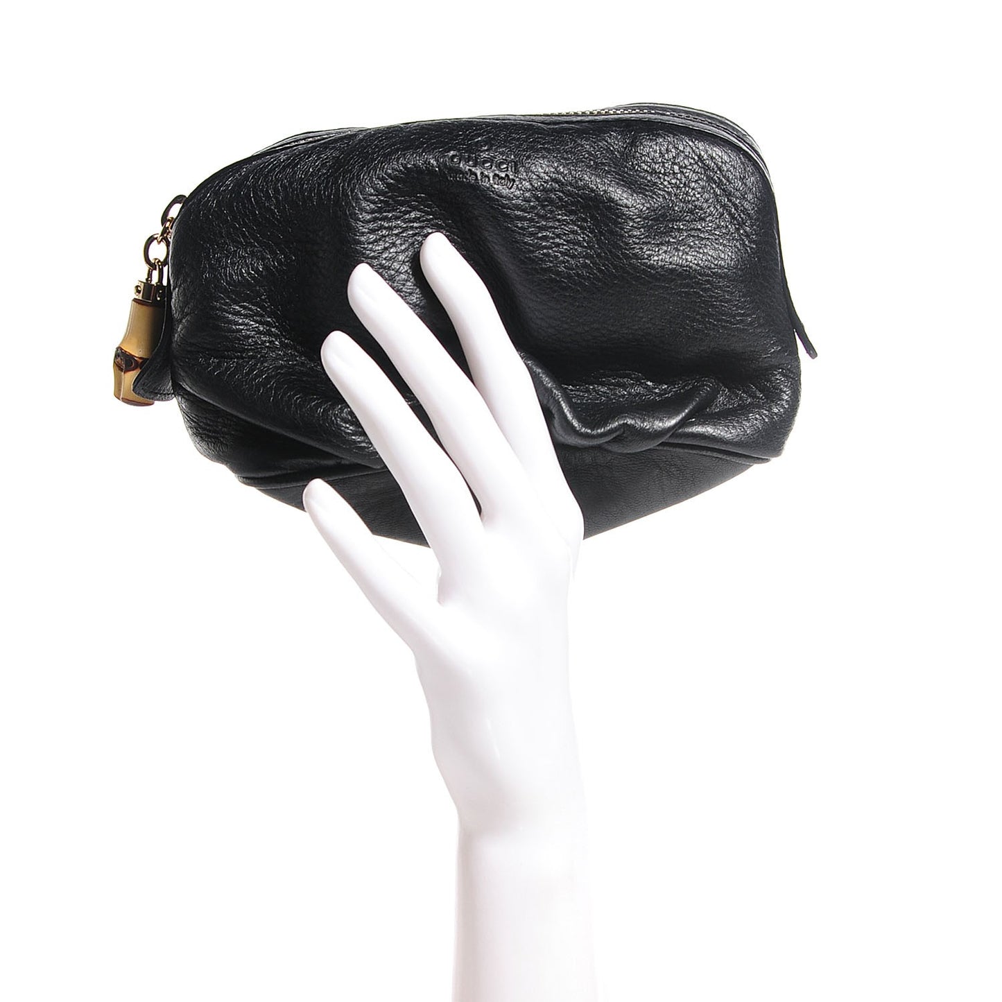 Deerskin Medium Bamboo Cosmetic Case Black
