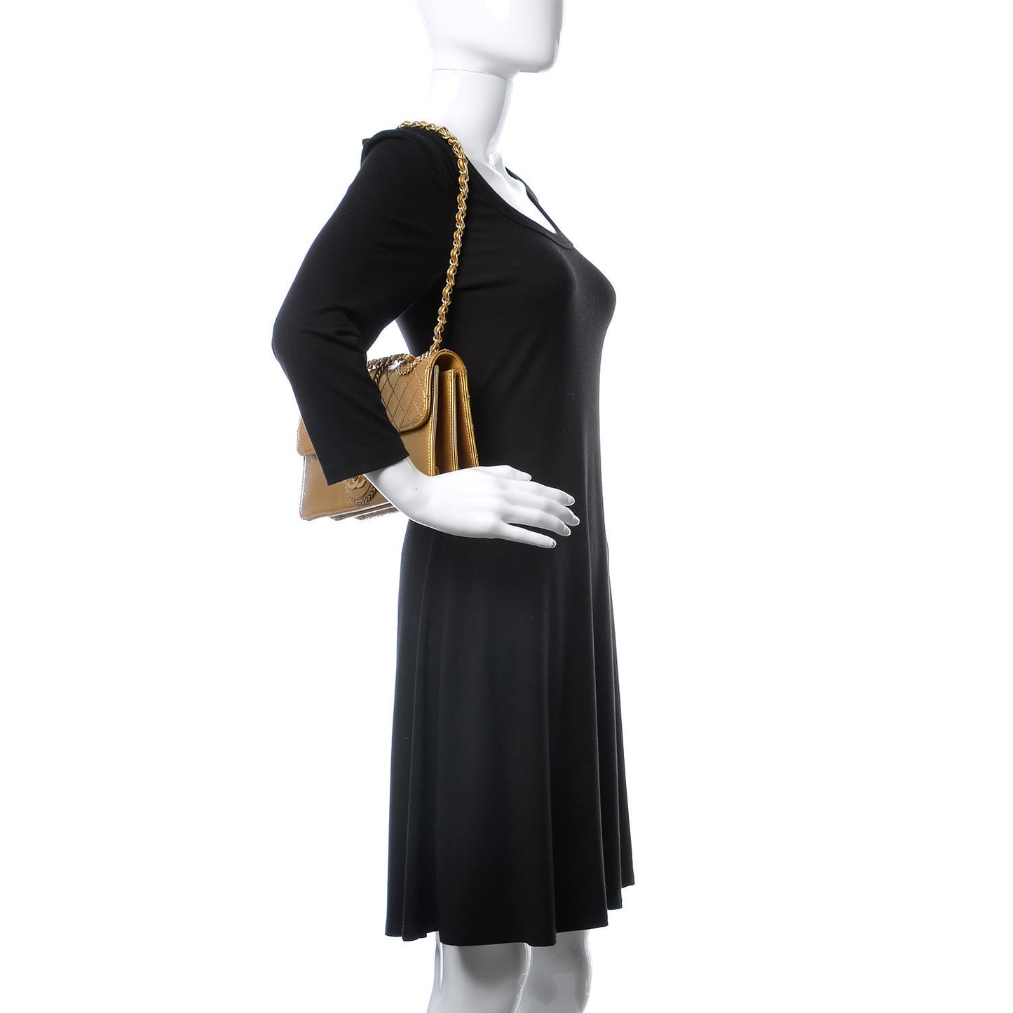 Patent Medium Madison Flap Gold
