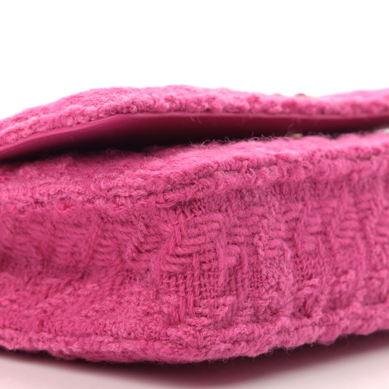 Chanel Wool Tweed Lambskin Quilted Chanel 19 Wallet On Chain WOC and Coin Purse Fuchsia 11 of 13