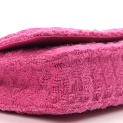 Chanel Wool Tweed Lambskin Quilted Chanel 19 Wallet On Chain WOC and Coin Purse Fuchsia 11 of 13