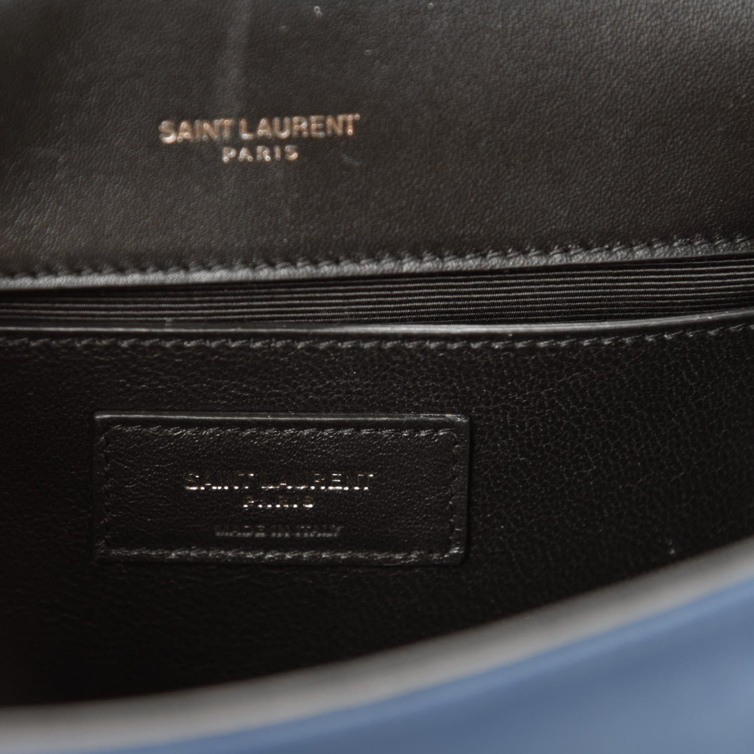 Saint Laurent Canvas Embroidered Stars Small Monogram Kate Satchel Blue Bianco 9 of 13
