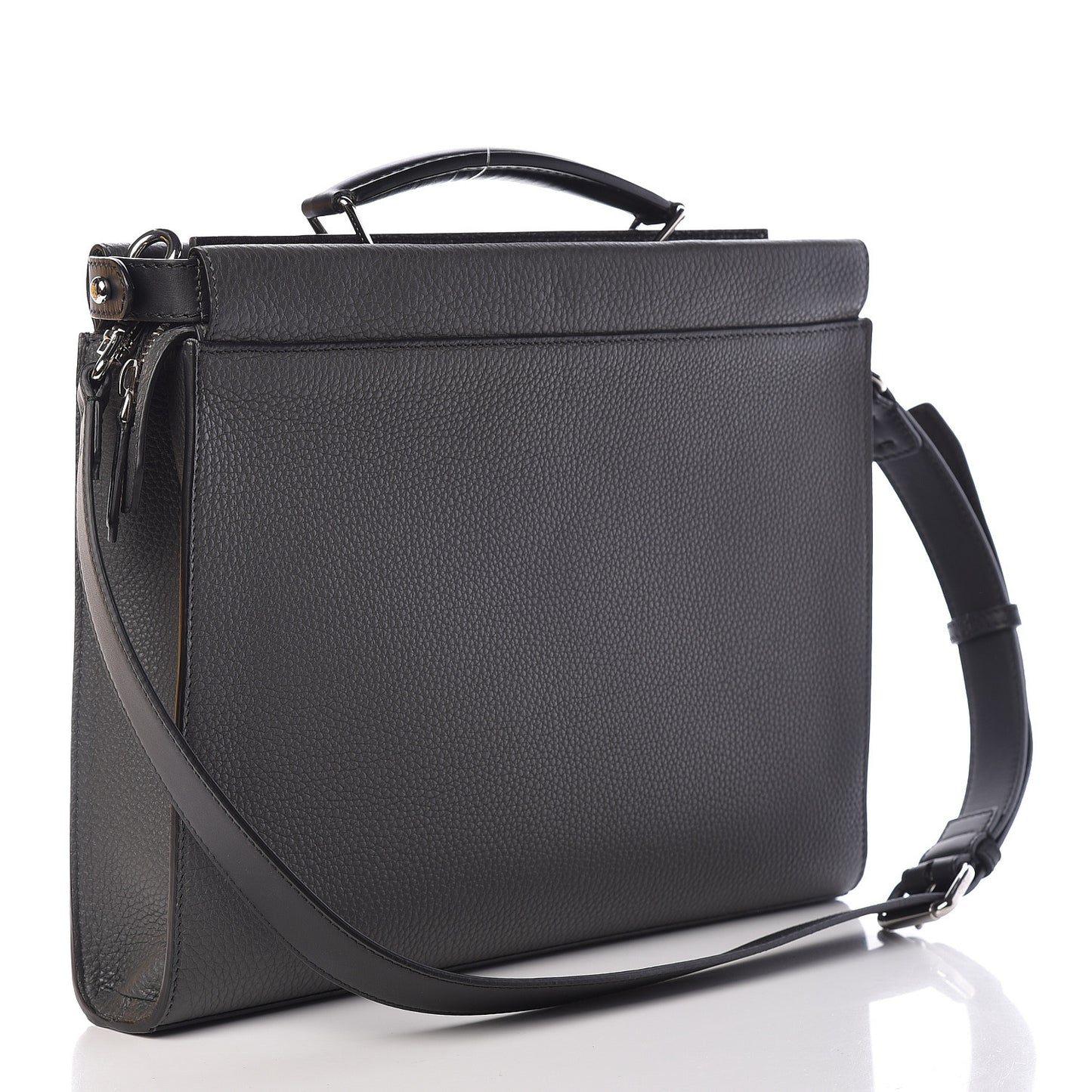 Calfskin FF Inlay Large Peekaboo Iconic Fit Satchel Asfalto