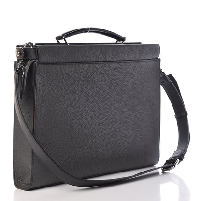 Fendi Calfskin FF Inlay Large Peekaboo Iconic Fit Satchel Asfalto 4 of 13