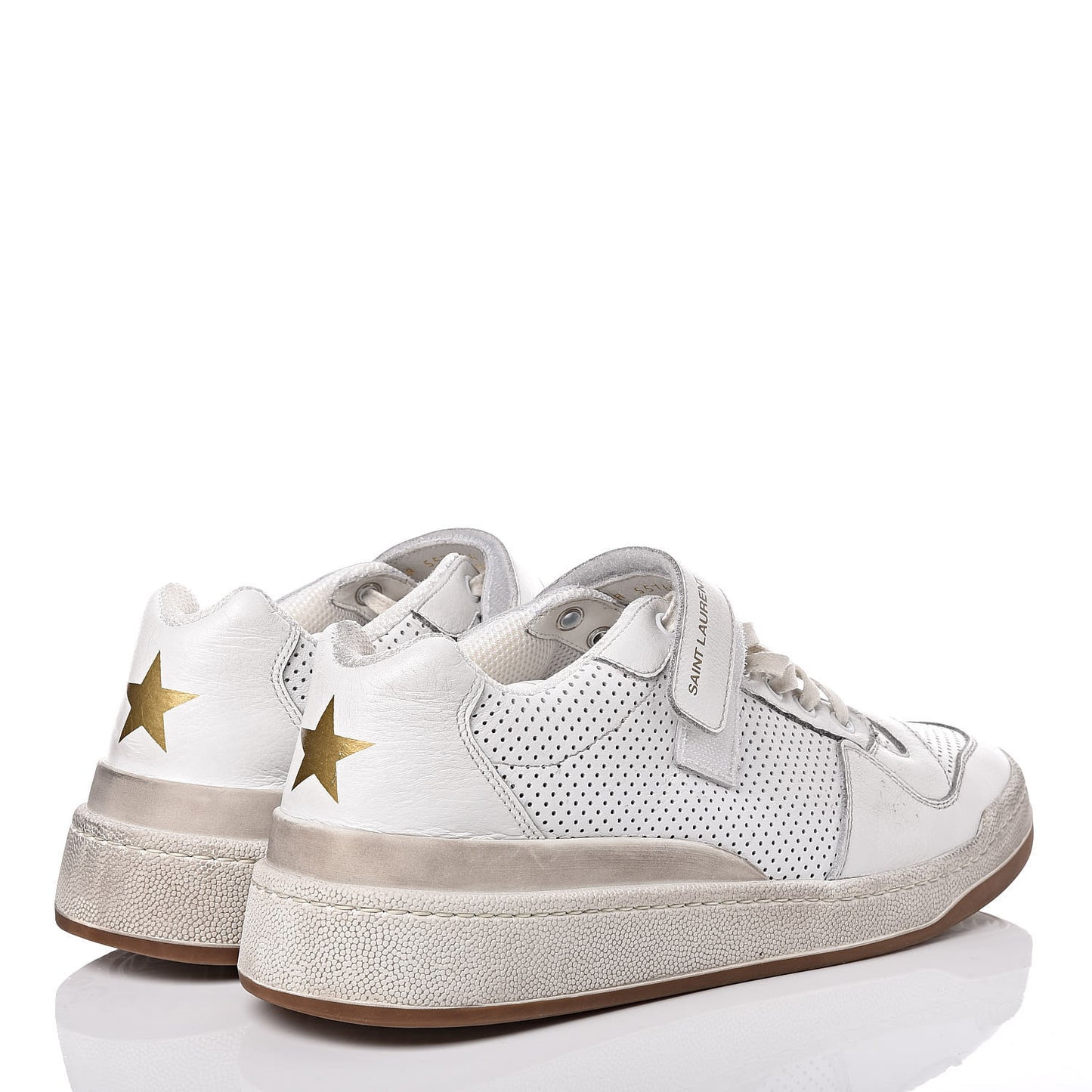 Perforated Calfskin Mens Jeddo Sneakers 43 White