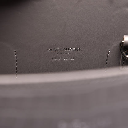 Saint Laurent Calfskin Crocodile Embossed Small Sac De Jour Fog 8 of 11