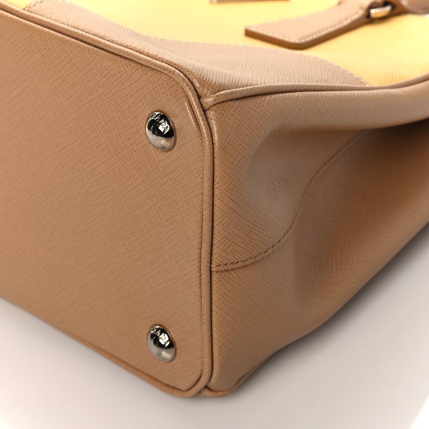 Prada Saffiano Small Bi-Color Galleria Double Zip Tote Gine Caramel 9 of 9