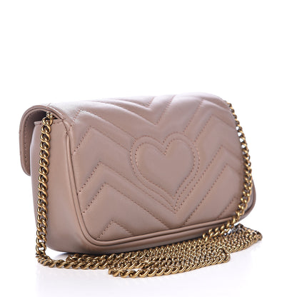 Gucci Calfskin Matelasse Super Mini GG Marmont Shoulder Bag Porcelain Rose 3 of 11