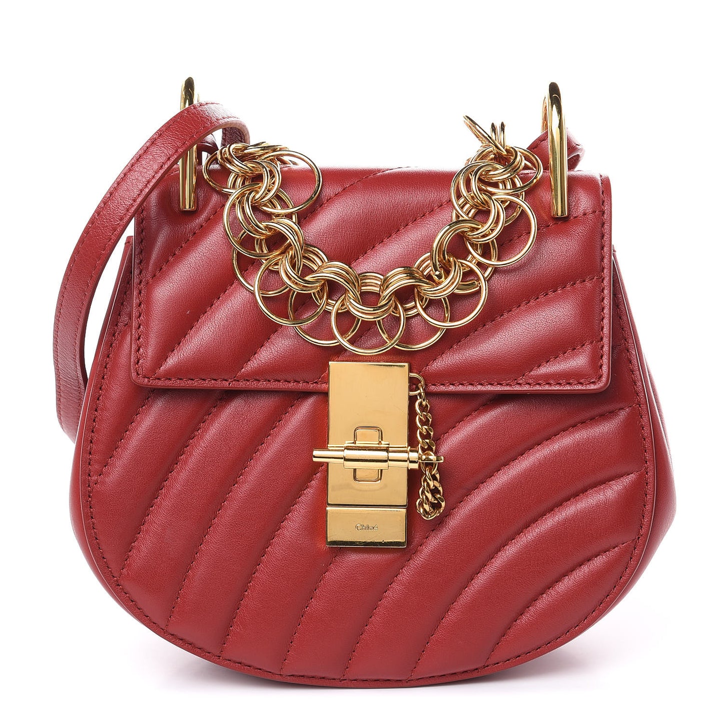 Calfskin Quilted Mini Drew Bijou Shoulder Bag Dahlia Red