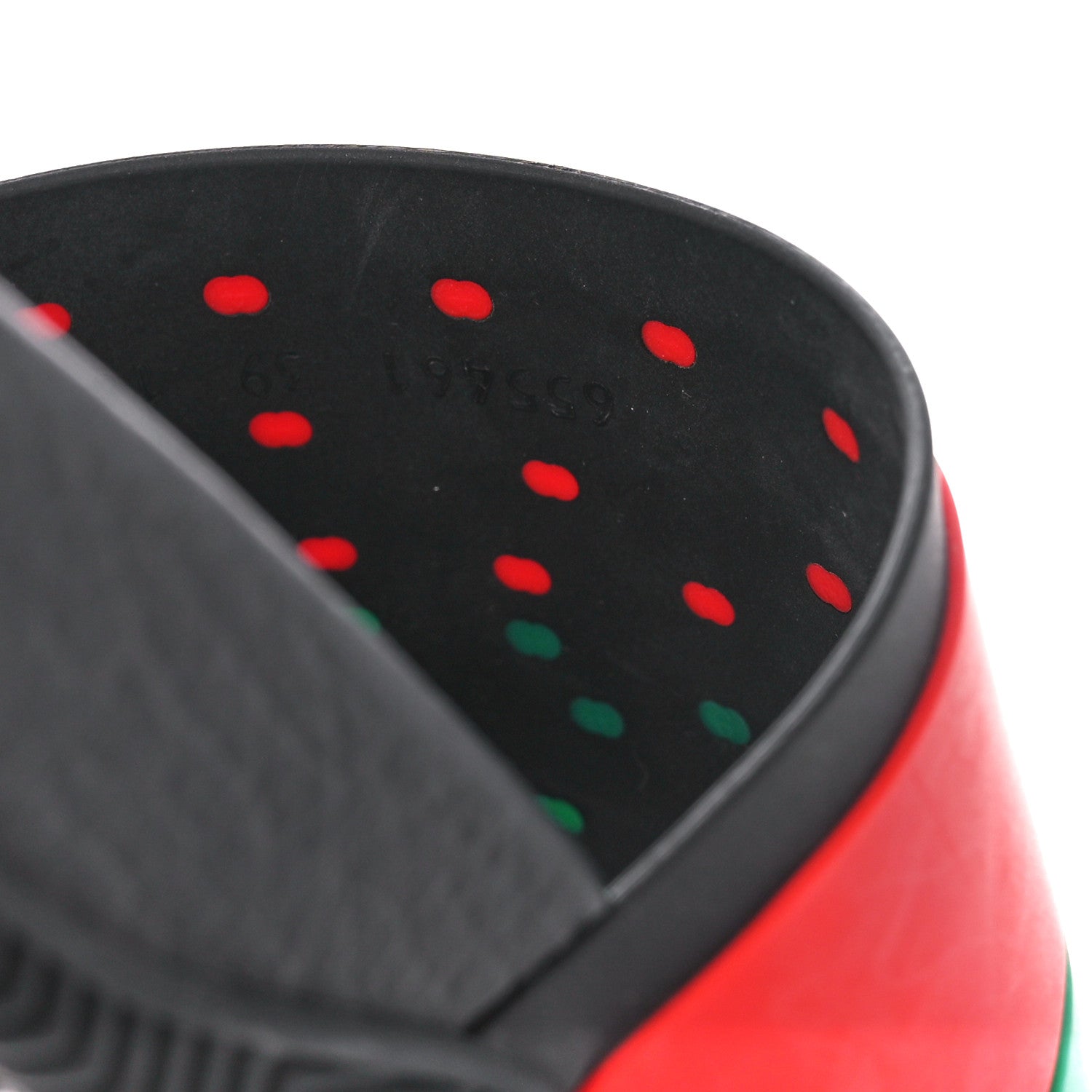 Gucci Rubber Web Womens Interlocking G Slide Sandals 39 Black Green Red 9 of 10