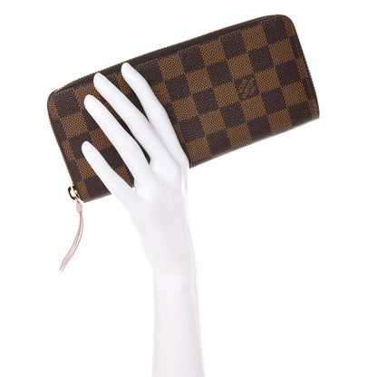 Louis Vuitton Damier Ebene Clemence Wallet Rose Ballerine 2 of 10