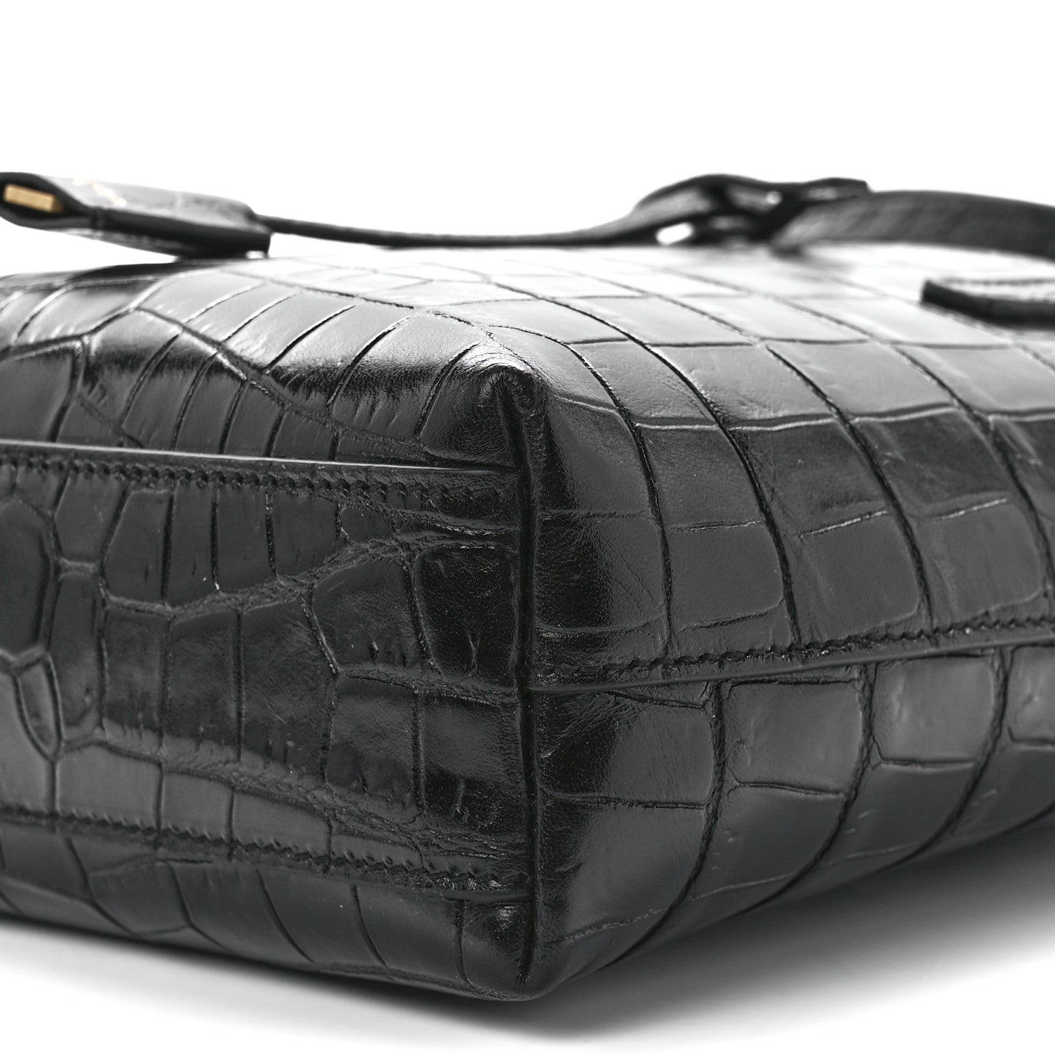 Saint Laurent Calfskin Crocodile Embossed Paris Mini Toy Shopper Tote Black 13 of 13
