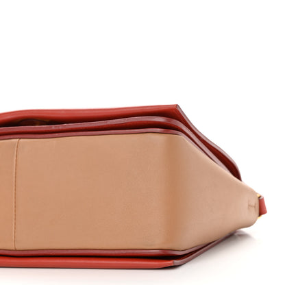 Celine Shiny Smooth Calfskin Medium Frame Shoulder Bag Red Tan 10 of 13