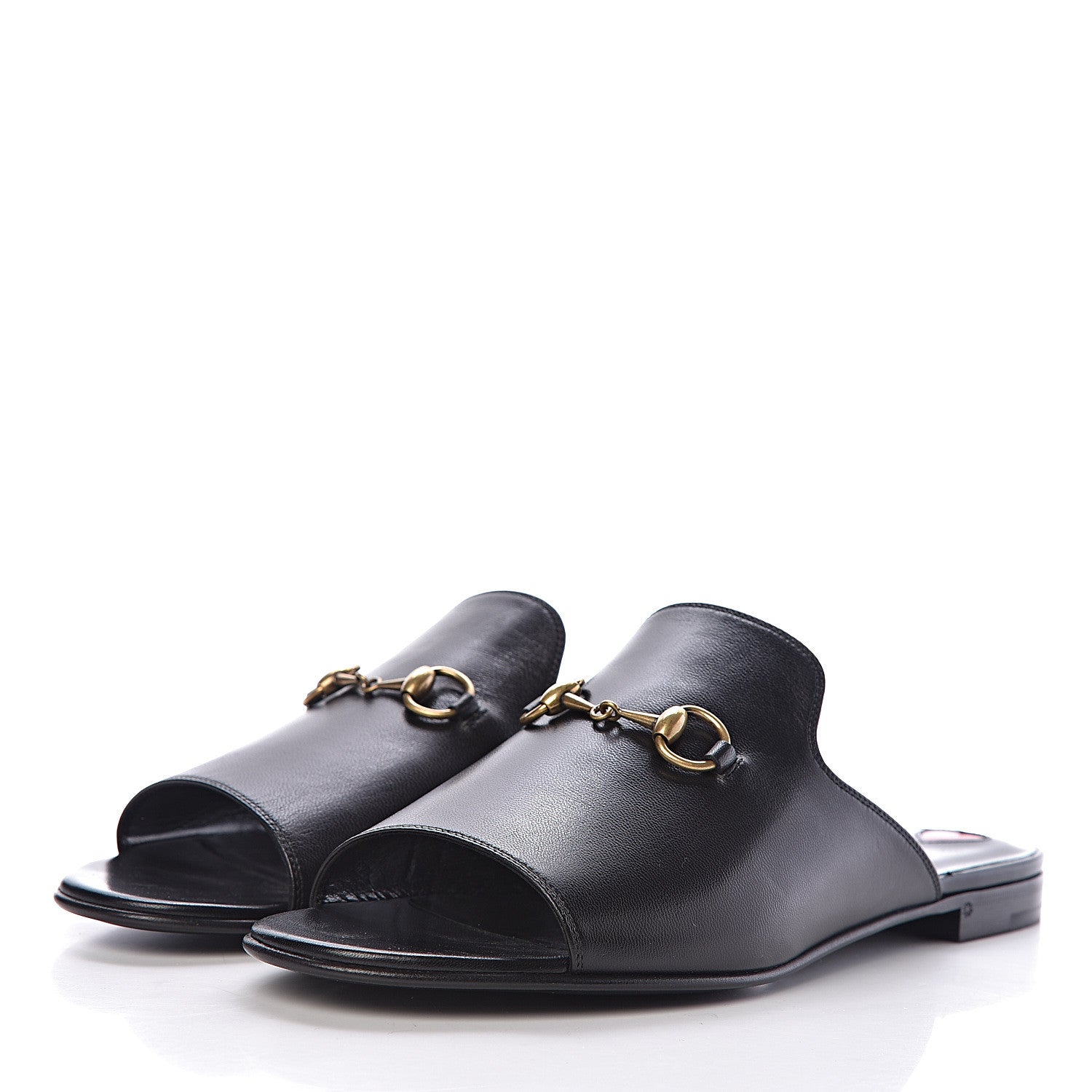Gucci Malaga Kid Horsebit Slide Sandals 38.5 Black 4 of 10