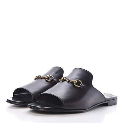 Gucci Malaga Kid Horsebit Slide Sandals 38.5 Black 4 of 10