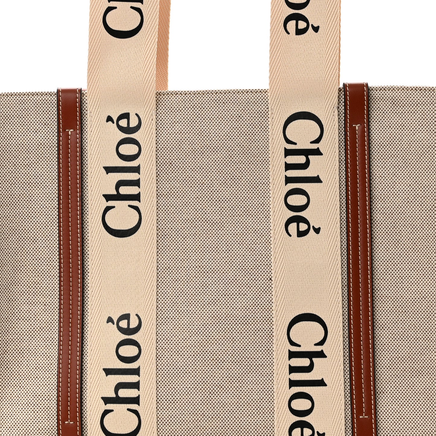 Cotton Calfskin Medium Woody Ribbon Tote White Brown