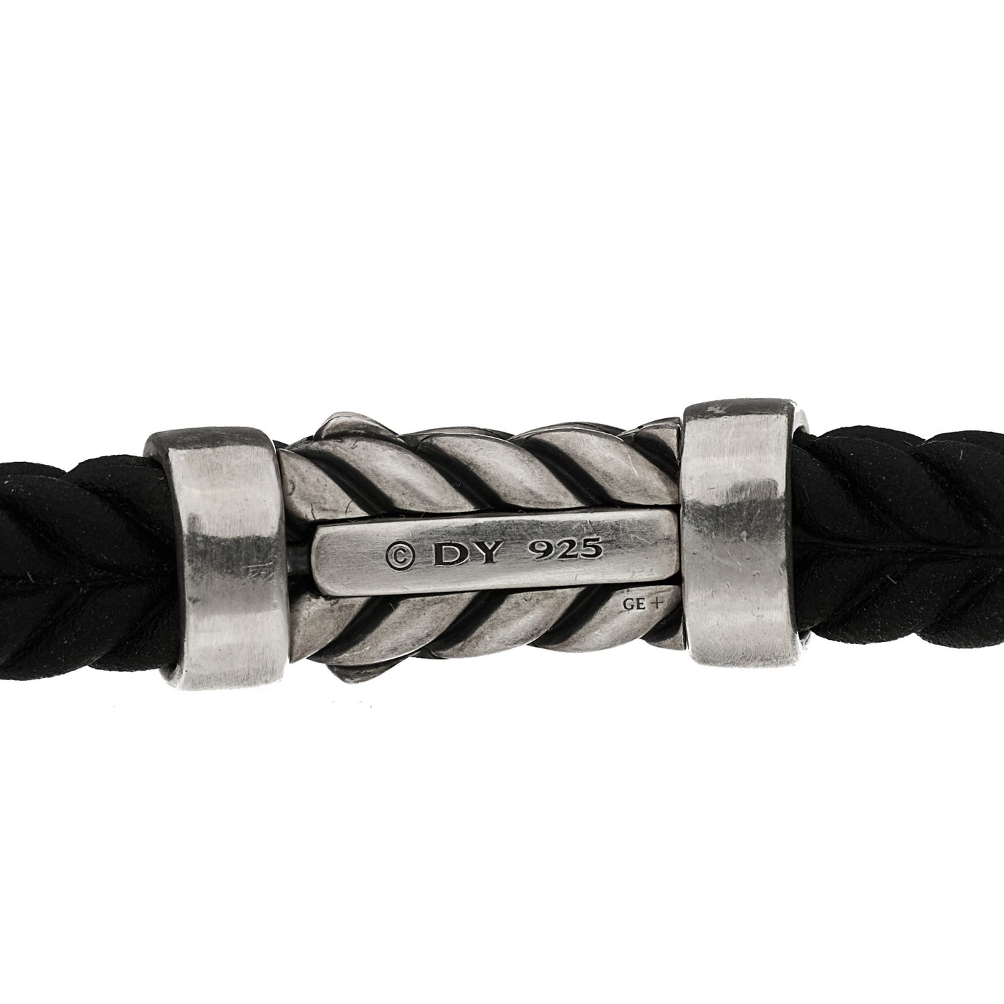 Sterling Silver Rubber 6mm Chevron Bracelet Black