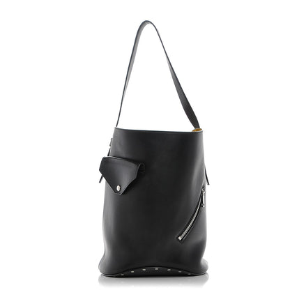Celine Natural Calfskin Biker Bucket Shoulder Bag Black Sunflower 1 of 8