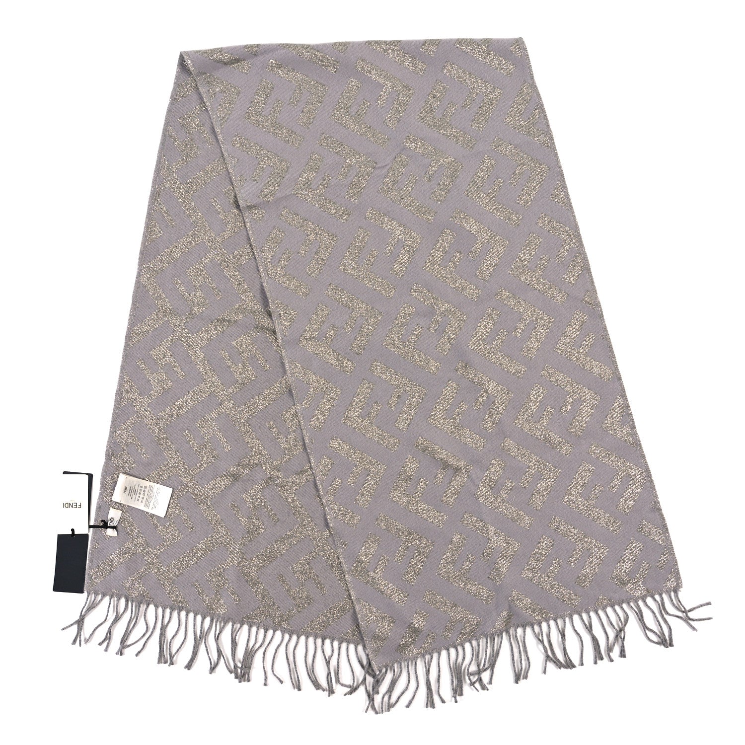 Fendi Cashmere Lurex FF Scarf Tortora 2 of 3